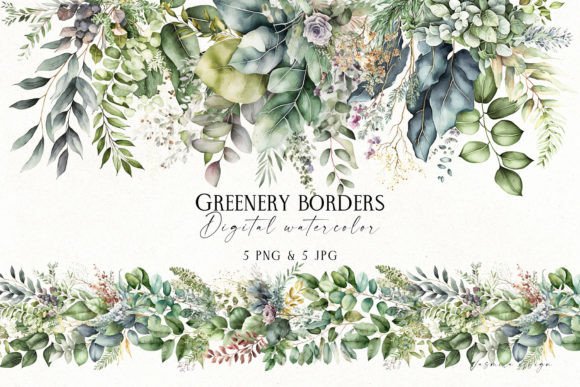 Download Watercolor Greenery Borders - Watercolor Collection