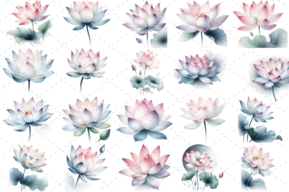 Download Lotus Elegance Watercolor Bloom Bundle - Watercolor Collection