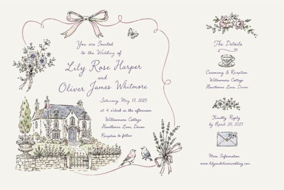 Download Whimsical Vintage Wedding Invitation - Invitation Collection