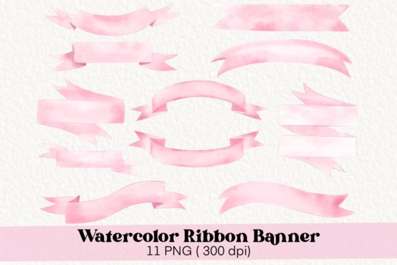 Download Watercolor Pink Ribbon Banner Clipart - Watercolor Collection