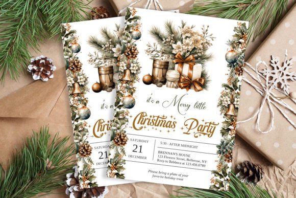 Download Green and Gold Christmas Holiday Invite - Invite Collection